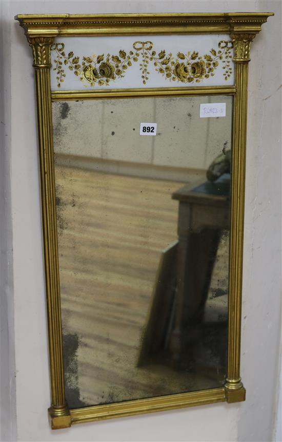 A Regency mirror, with verte eglomise frame W.45cm